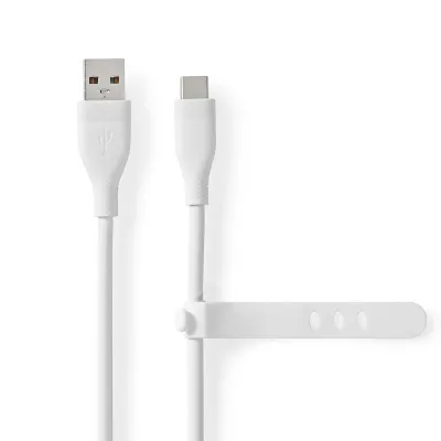 USB-A - USB-C 2.0 silikoon kaabel 1.5m 15W 480MBPS valge