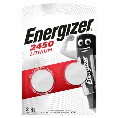 Lithium Button Cell Battery CR2450, 3 V DC, 620 mAh, 2-Blister, Silver