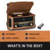 Vinüülimängija puidust retro AM/FM raadio BT CD kassett USB