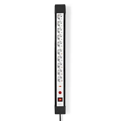 Pikendusjuhe 10-pesaga, kaitse, 16A, 3m, 3g1.5, lülitiga, must