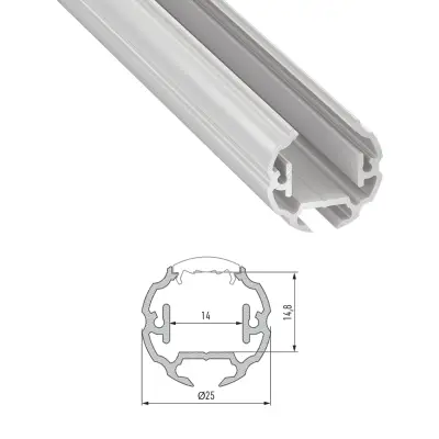 Profiil COS 2.02m ümar 25mm kuni 14mm LED lint Valge