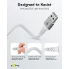 USB-A - Lightning MFI tekstiil kaabel 2m 3A valge