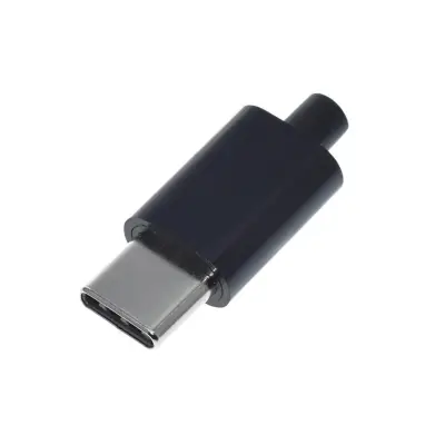 USB C pistik kaablile joodetav Must