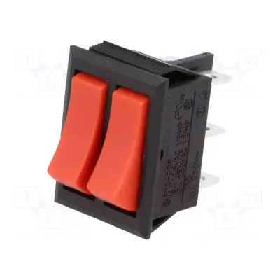 2*klahvlüliti ON-ON 250VAC 10A SPDTx2 Punane