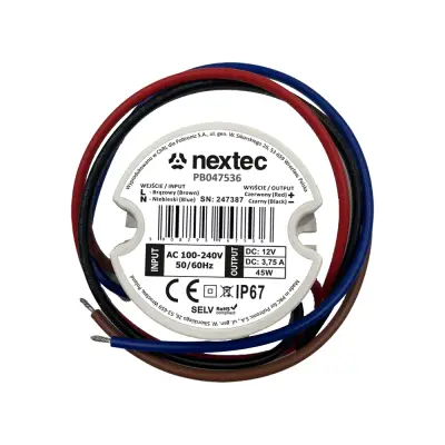 LED toiteplokk 12VDC 3.75A 45W IP67 d=50mm 22mm