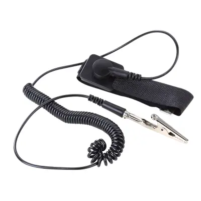 Antistatic wrist strap + cord with 4mm banana plug, black