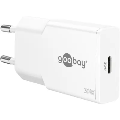 USB laadija GaN USB-C pesa 30W valge PD PPS