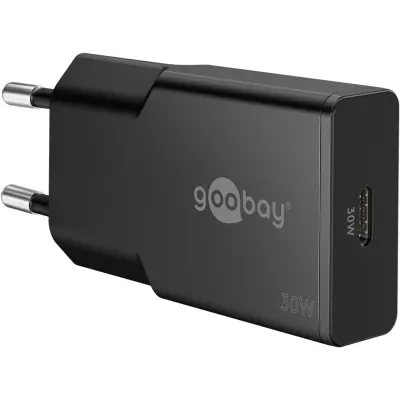 USB charger GaN USB-C port 30W black PD PPS