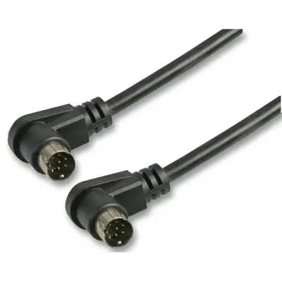 T118D ELECTROVISION, Audio / Video Cable Assembly, Mini-DIN Plug, 8 Way, 90°, Mini-DIN Plug, 8 Way, 90°, 3.3 ft, 1 m