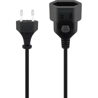 230VAC toitejuhe C CEE 7/16 pikendus 5m Euro otse must