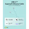USB-C 2.0 silikoon kaabel 1.5m 60W 480MBPS türkiis