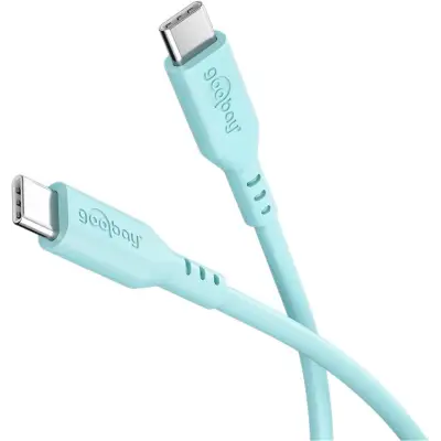 USB-C 2.0 silikoon kaabel 1.5m 60W 480MBPS türkiis