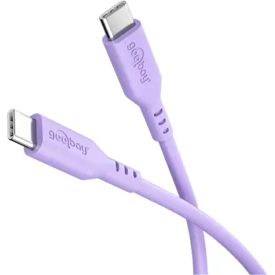 USB-C 2.0 silikoon kaabel 1.5m 60W 480MBPS lilla