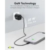 USB laadija GaN USB-C pesa 20W must PD PPS1 PPS2