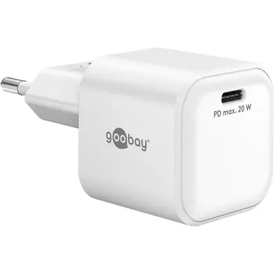 USB laadija GaN USB-C pesa 20W valge PD PPS1 PPS2