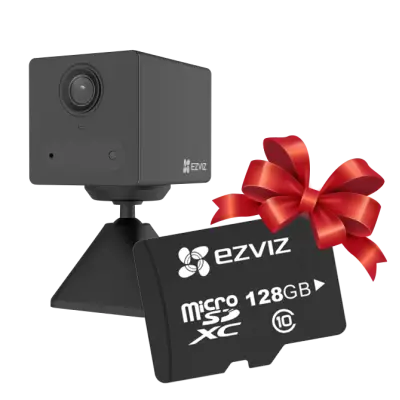 EZVIZ CB2 + 128GB mälukaart, 2MP akuga Wifi sisekaamera (must)