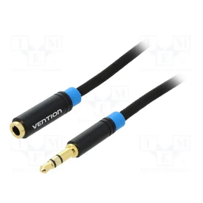 3.5mm audio stereo pikendus kaabel 5m must