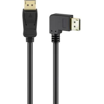 Displayport kaabel 2.1 8K 2m nurk küljele DP20-DP20 must