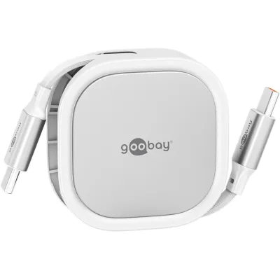 USB-C - USB-C kokku keriv kaabel valge kuubik 1m 15W