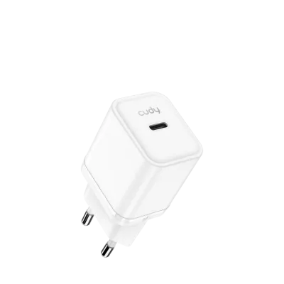 USB laadija GaN USB-C pesa 20W valge PD QC3.0