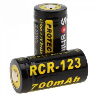 Аккумуляторная батарея Soshine RCR123 700mAh 3.7V Li-ion перезаряжаемая, набор из 2 шт.