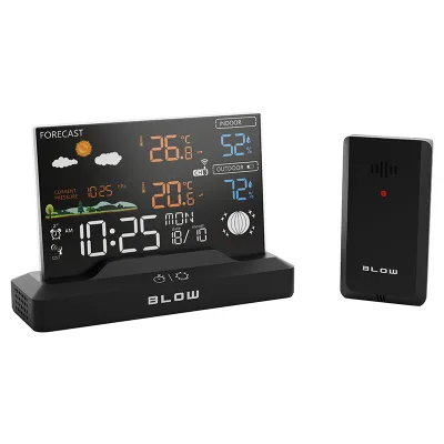 Mini weather station with wireless sensor color black weather forecast