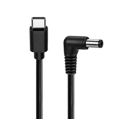 USB C pistik - 2.1/5.5mm DC nurk pistik 1.5m must
