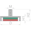 Magnet M6 poldiga d=32mm h=8mm NdFeB N42 39kg