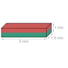 Block magnet 5 x 1,5 x 1 mm, holds approx. 140 g