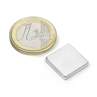 Block magnet 15 x 15 x 3 mm, Nickel-plated