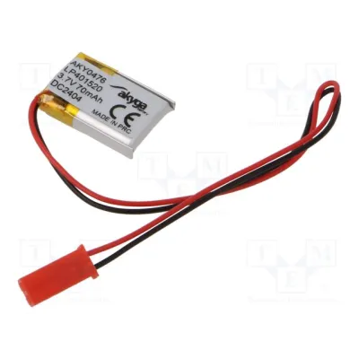 Aku Li-Po 3.7V 70mAh 4x15x20mm juhtmed JST SYP-02T pesa