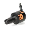 Car USB charger 30W+30W A/C retractable USB-C cable black