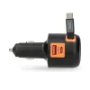 Car USB charger 30W+30W A/C retractable USB-C cable black