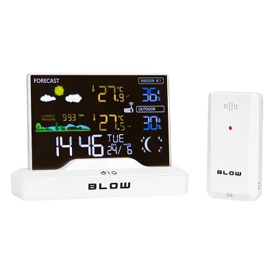 Mini weather station with wireless sensor color white weather forecast