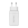 USB charger with USB-A and USB-C ports, 65W GaN, PD, QC, PPS, white