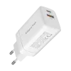 USB charger with USB-A and USB-C ports, 65W GaN, PD, QC, PPS, white