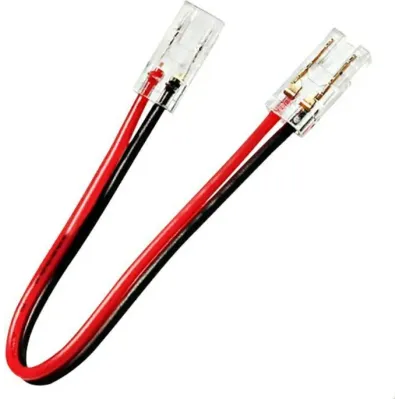 8mm 2-pin COB strip power connector with red/black wire