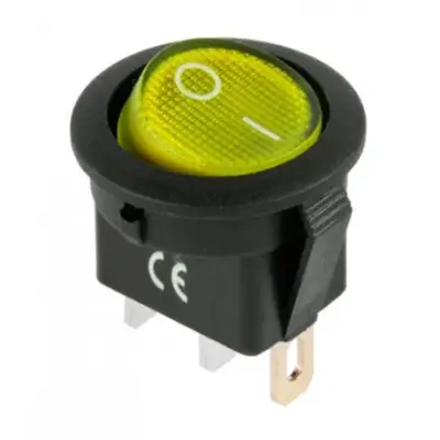 Клавишный выключатель круглый ON-OFF 6A 250V Жёлтый