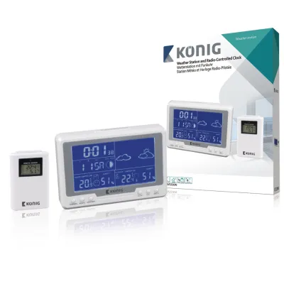 Radio-controlled Weather Station Indoor And Outdoor White, König