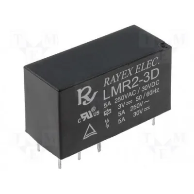 Relee 3VDC DPDT 2x5A/230VAC 2NC-NO Rayex