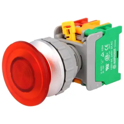 Automaatika seen-lüliti punane 30mm 0-(1) +indik NO+NC 6A 230V