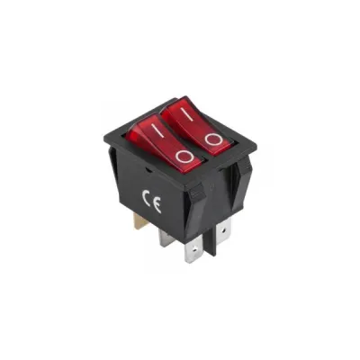 2*klahvlüliti ON-OFF 250VAC 15A PRK0049 Punane indikaator
