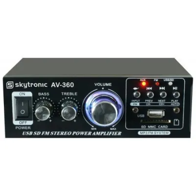 Stereo amplifier SkyTronic 2*40W FM/SD/USB Black AV-360
