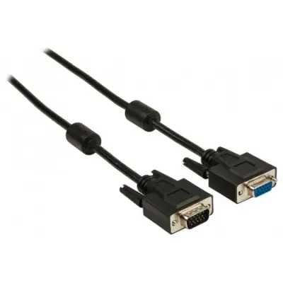 VGA pikenduskaabel HD15M/HD15F+ferriitidega 10m Must