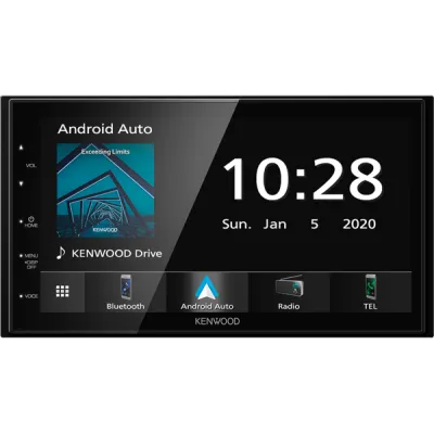 KENWOOD Mechless AV-vastuvõtja 6,8-tollise puuteekraaniga. Toetab juhtmega ühendust USB kaudu CarPlay®/Android Auto™ ja Android ekraani peegeldamist.