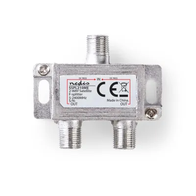 Satellite Splitter | 5 - 2400 MHz | 6.5 dB | Number of inputs: 1 | Number of outputs: 2 | Impedance external speaker: 75 Ohm | Zinc | Silver