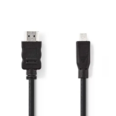 High Speed Hdmi™ Cable With Ethernet | Hdmi™ Connector | Hdmi™ Micro Connector | 4k@30hz | 10.2 Gbps | 2.00 M | Round | Pvc | Black | Envelope