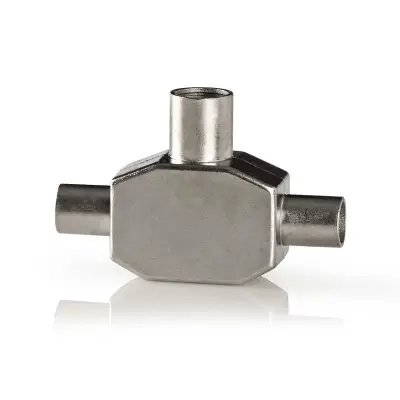 Satellite & Antenna Adapter, 2x Coax Male, IEC (Coax) Female, Nickel Plated, 75 Ohm