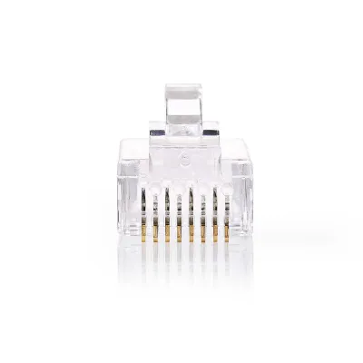 RJ45 Connector | RJ45 Pass Through | Stranded UTP CAT5 | Straight | Gold Plated | 10 pcs | PVC | Transparent | Polybag