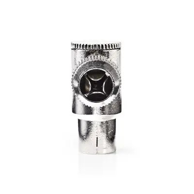 IEC (Coax) Connector, Angled, Female, Nickel Plated, 75 Ohm